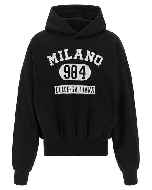 Dolce & Gabbana Flocked Print Hoodie in Black für Herren