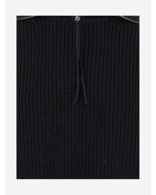 Carven Black Wool Zip Up Sweater