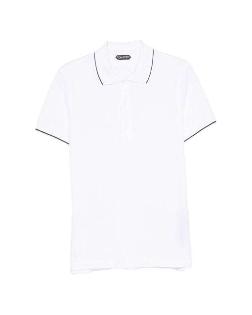 Tom Ford White Piquet Cotton Polo Shirt