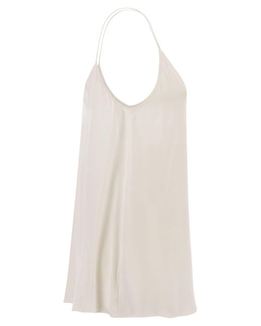 Antonelli White Fluid Silk Stretch Camisole Top