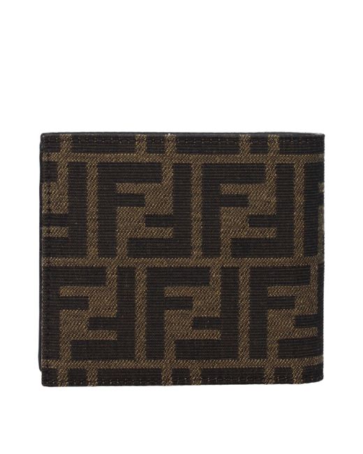 Fendi Black Portafogli Uomo Tessuto Marrone