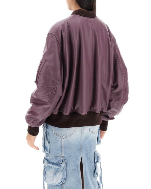 La chaqueta de bombardero de cuero Attico anja The Attico de color Purple