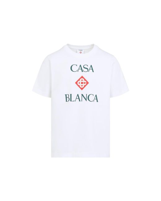 Casablanca White Logo-Print Short-Sleeve T-Shirt