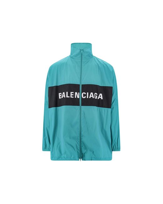 Balenciaga Wind Breaker Logo Jacket in het Blue voor heren