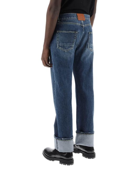 Straight Fit Jeans en Denim Selvedge Alexander McQueen de hombre de color Blue