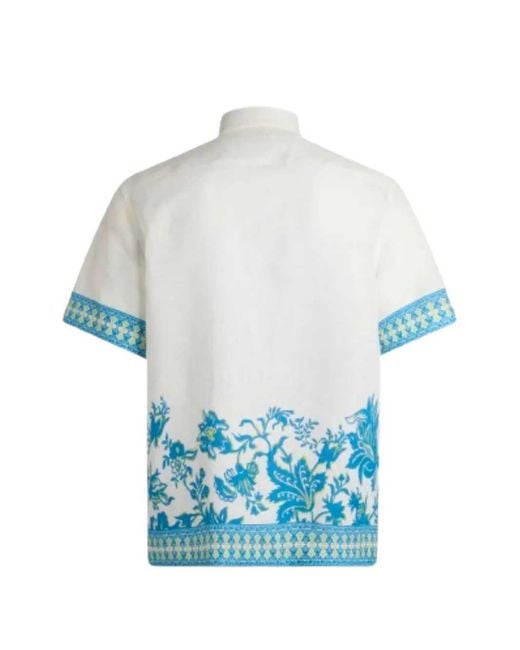 Etro Pink Linen Shirt With Floral Print