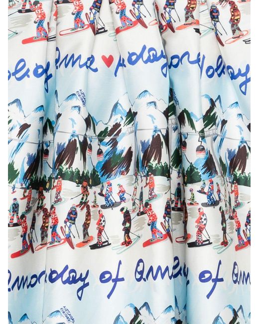 ALESSANDRO ENRIQUEZ White Printed Midi Skirt