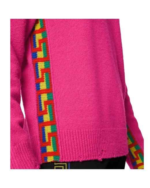 Versace Pink Greca Wool Sweater for men