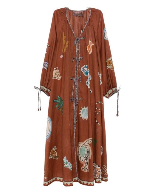 ALÉMAIS Brown Laurence Tie Front Shirtdress