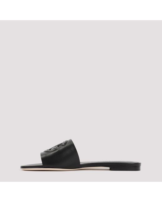 Dolce & Gabbana Black Flat Slide Sandals For