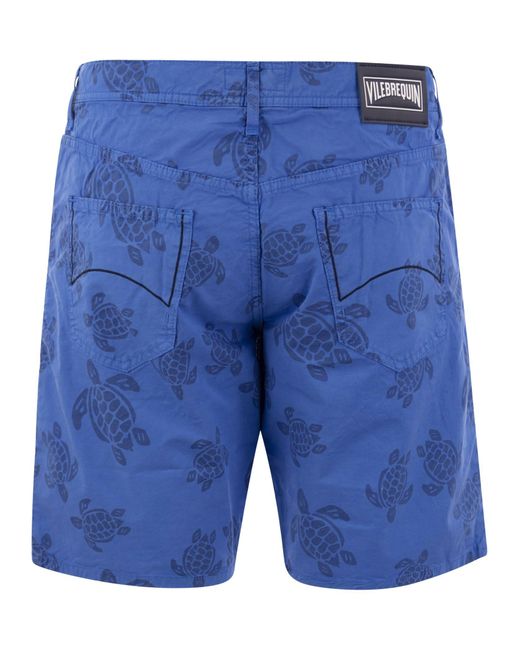 Vilebrequin Blue Bermuda Shorts With Ronde Des Tortues Resin Print