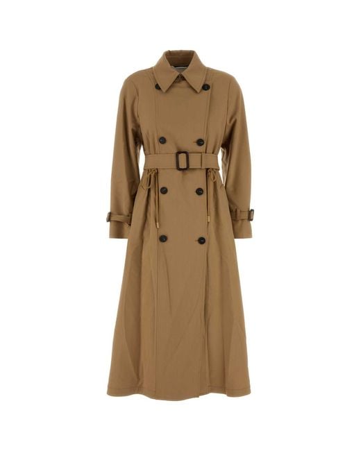 Weekend Natural Stretch Polyester Blend Fauto Trench Coat