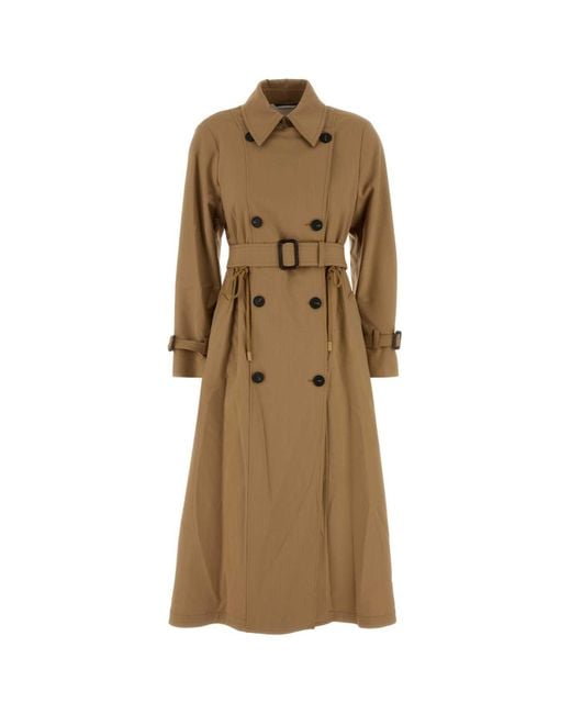 Weekend Natural Stretch Polyester Blend Fauto Trench Coat