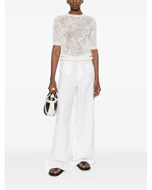 Fabiana Filippi White Openwork Crewneck T-Shirt