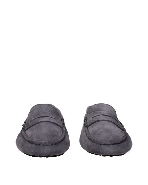 Tod's Blue Suede Moccasins/Tar