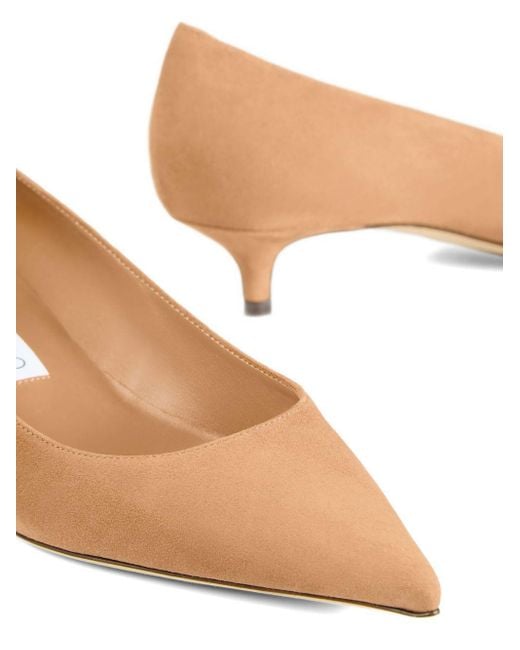Jimmy Choo 35 Mm Amelia Pumps Met Kitten-Hak En Puntige Neus in het Brown