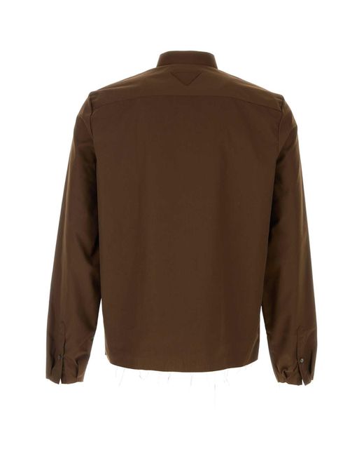 Prada Brown Poplin Shirt for men