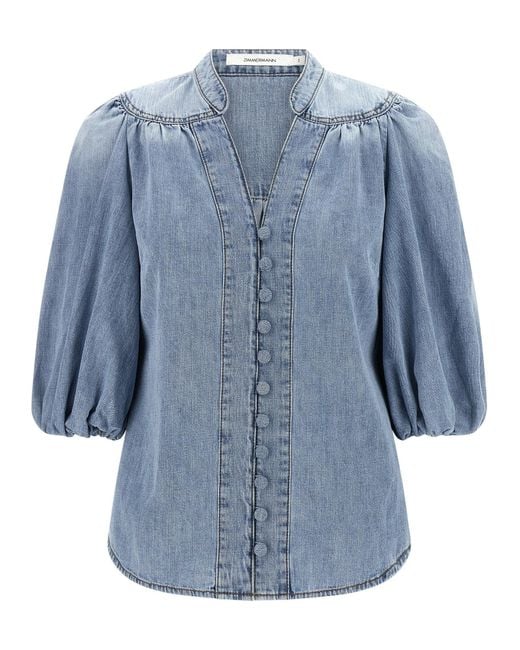 Zimmermann Blue 'Lucky' Bluse