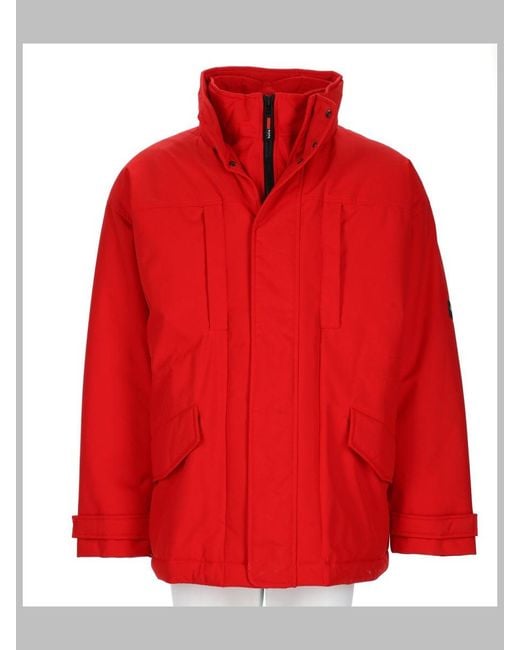 Martine Rose Red Vibrant Hooded Parka With Boxy Silhouette