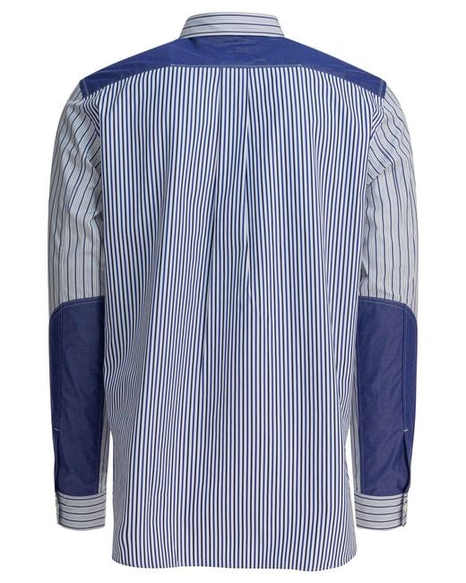 Junya Watanabe Blue Cotton Striped Shirt for men