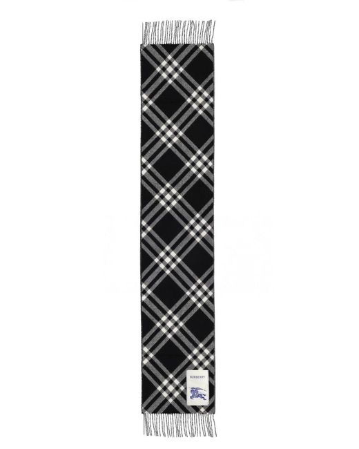 Burberry Black Cashmere Check Scarf