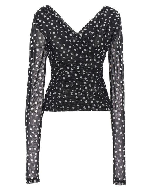 Polka Dot Top drapé avec Dolce & Gabbana en coloris Black