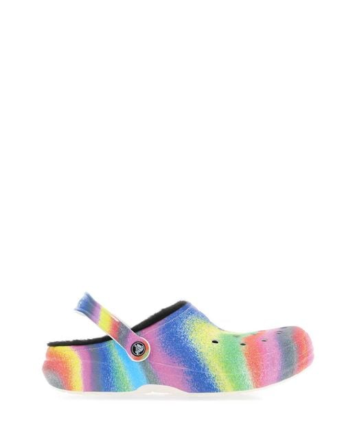 CROCSTM White Printed Crosliteâ Classic Lined Spray Dye Mules