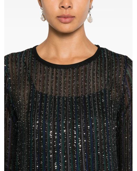 Robe rayée décorée Missoni en coloris Black