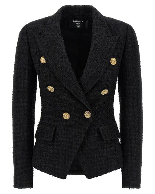 Balmain Black Blazer Aus Tweed