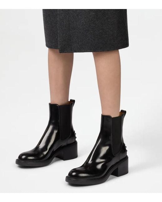 Tod's Black Tod 's Leder -Knöchelstiefel