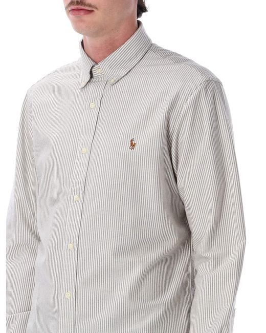 Polo Ralph Lauren Gray Striped Oxford Shirt for men