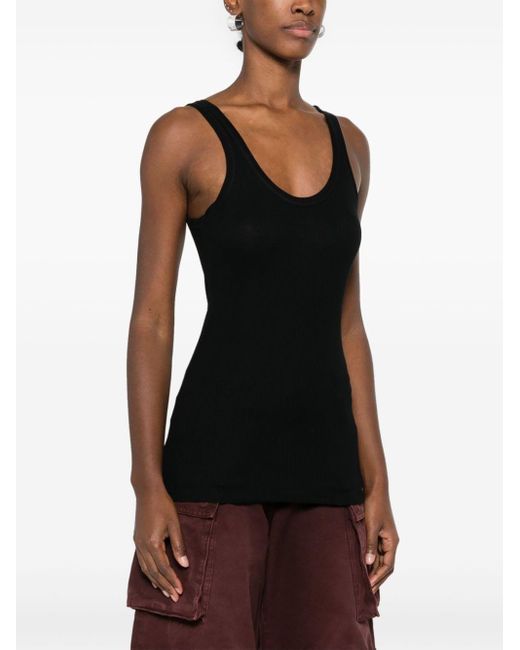 Majestic Black Ribbed Viscose Tank Top