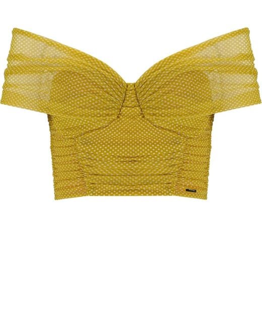 Elisabetta Franchi Yellow Curry Butter Crop Top