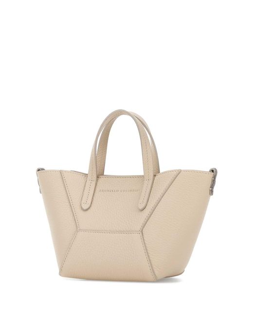 Brunello Cucinelli Natural Sand Leather Handbag