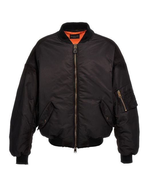Balenciaga 'Off Shoulder' Bomber Jacket in Black | Lyst