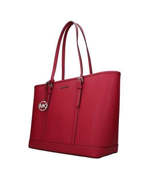 Michael Kors Red Jet Set Travel Shoulder Bag/Dark Raspberry Leather