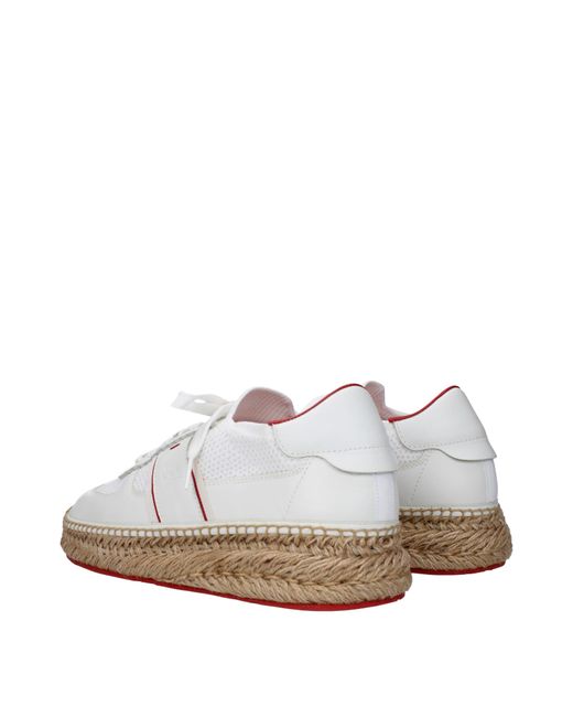 Louboutin White Sneakers Provencal Fabric for men
