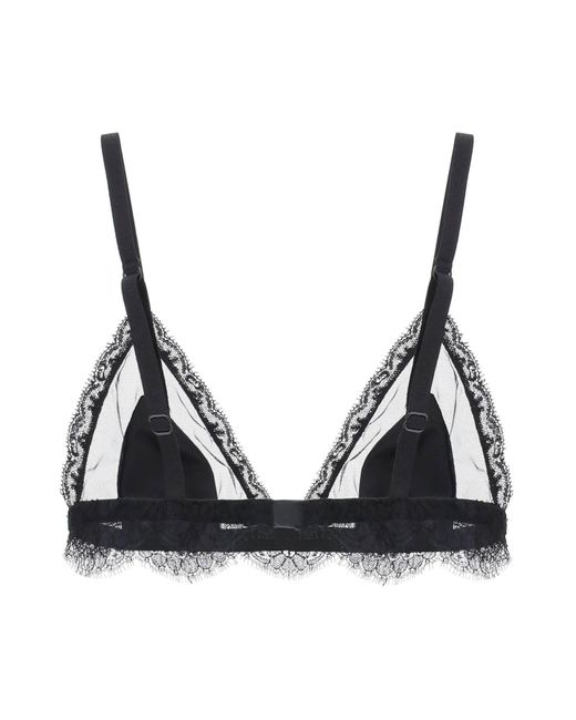 Dolce & Gabbana Triangle Satin And Lace Bra in het Black