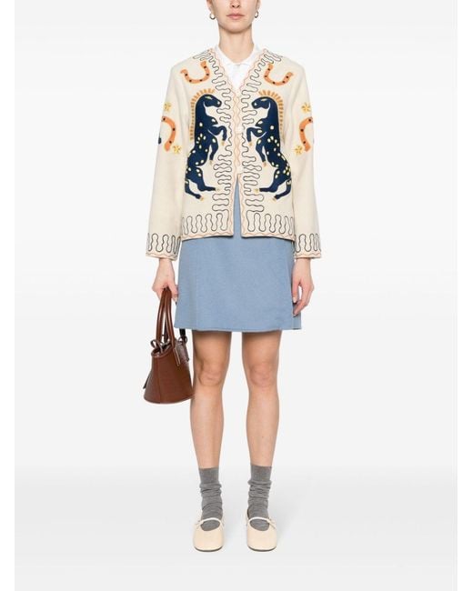 P.A.R.O.S.H. Blue High-Waist Wool Skirt