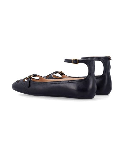 Chloé Blue Misty Lambskin Ballerinas With Buckle