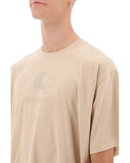 Burberry Tempah T Shirt With Embroidered Ekd in Natural for Men | Lyst UK