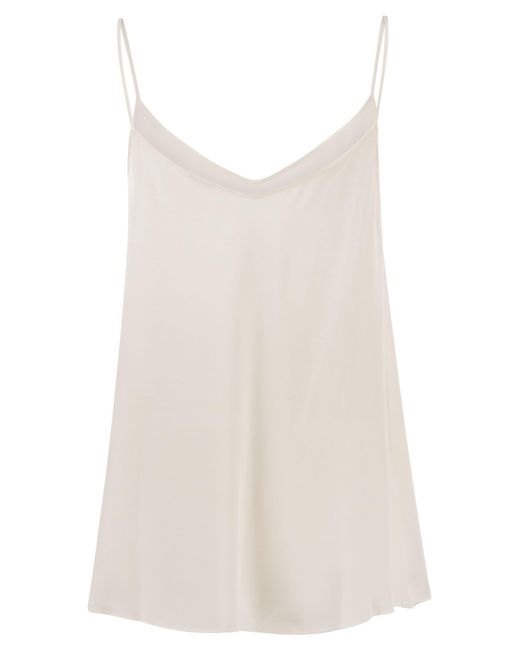 Antonelli White Fluid Silk Stretch Camisole Top