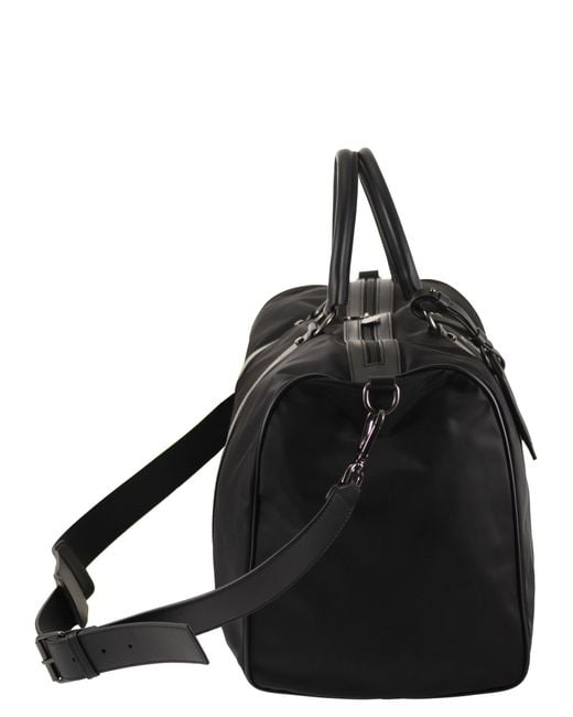 Kiton Black Duffel Bag With Leather Inserts for men