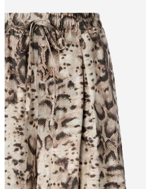 Pinko Natural Cotton Trousers With Animal Print