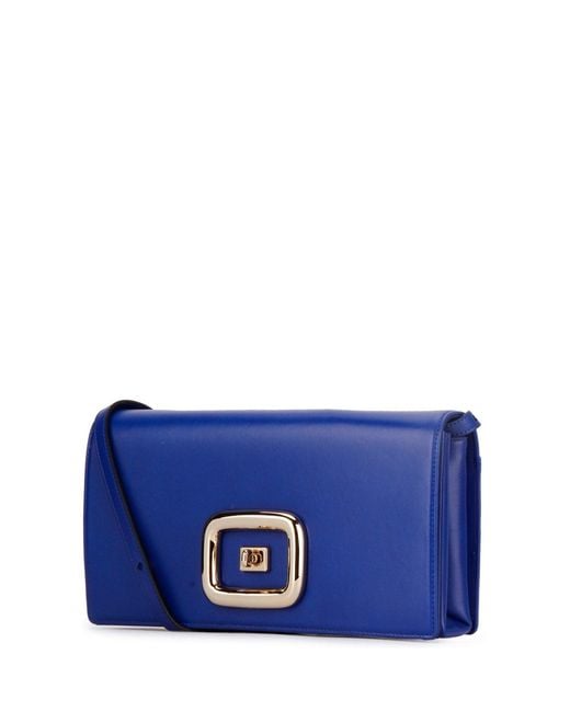 Roger Vivier Blue Embossed-Logo Shoulder Bag