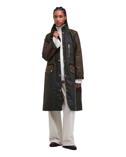 Barbour Black Evette Wax Long Jacket