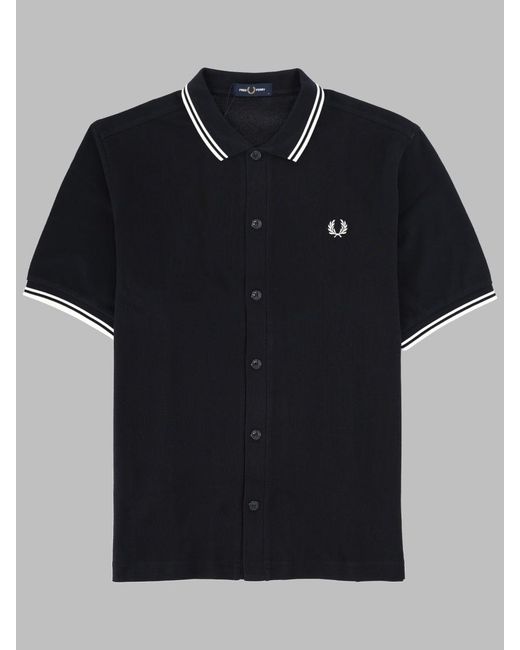 Fred Perry Black Polo Con Bottoni E Logo