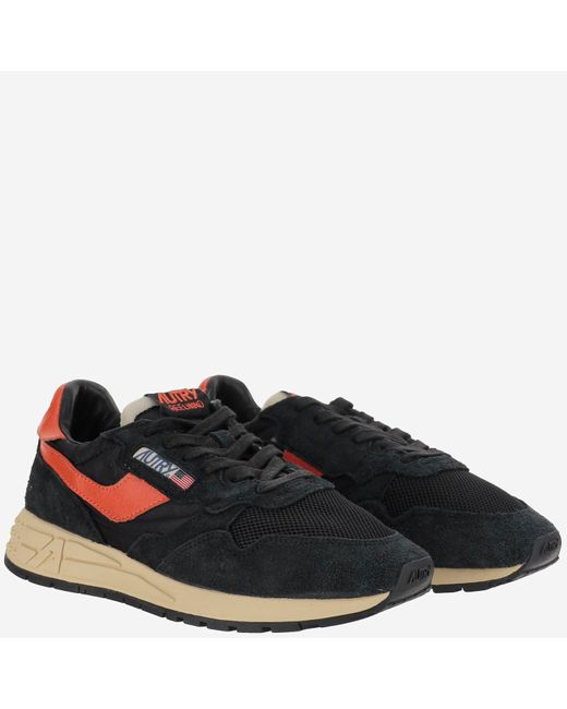 Autry Blue Reelwind Low Suede And Mesh Sneakers for men