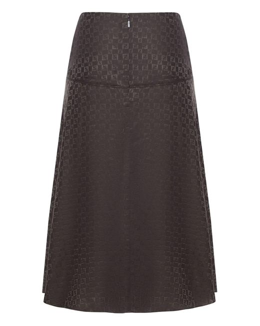 Fendi Gray Ff Jacquard Silk Skirt