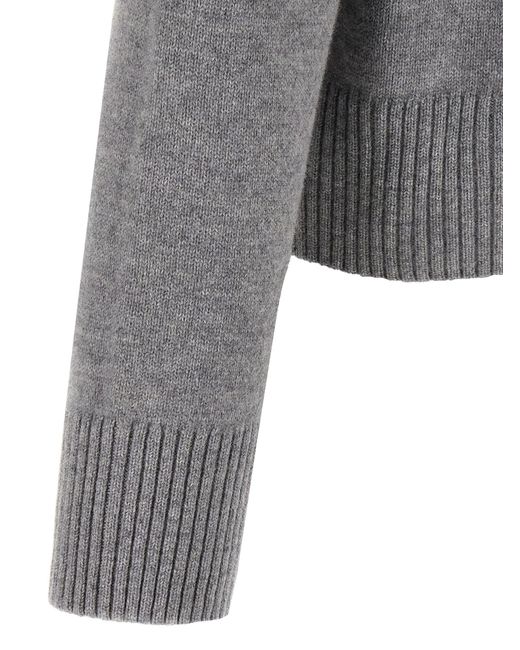 AMI Gray Puff Logo Patch Sweater for men